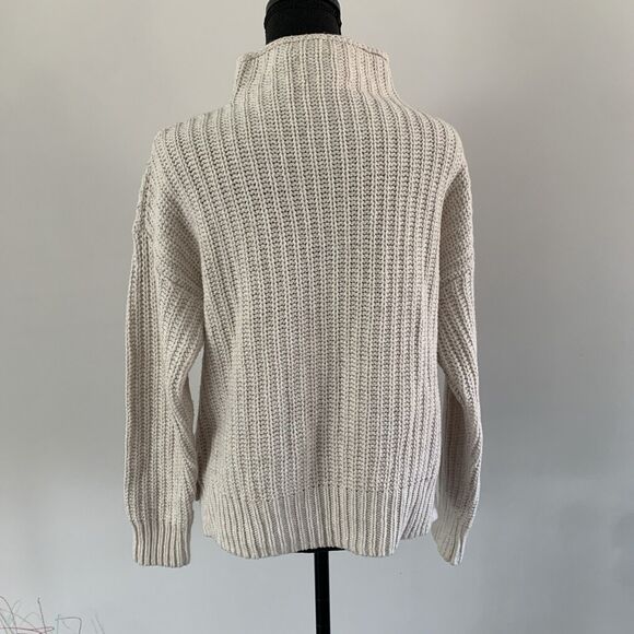 Madewell Womens S Sweater Turtle  Neck Wool Cotton Cream Luxury Thick Net Casual - Picture 3 of 9